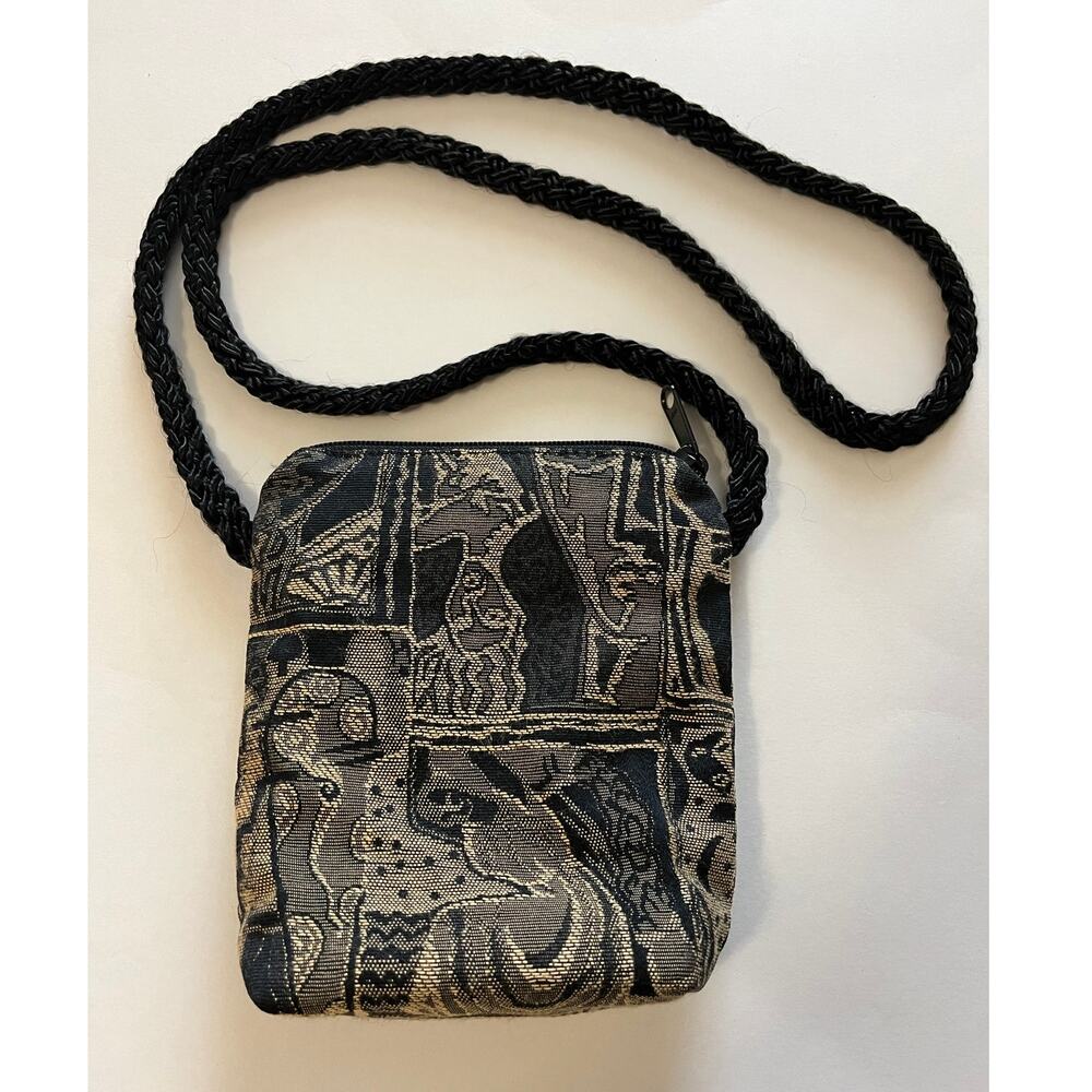 Alice's Collections | Small tapestry bag with braided strap Black & Gold - Picture 2 of 4